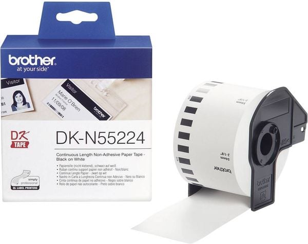 Brother DK-N55224 Etiketten Rolle 54 mm x 30.48 m Papier Weiß 1 St. Nicht klebend DKN55224 Universal-Etiketten