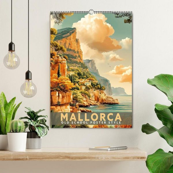 Produktbild: Mallorca - Old School Poster Style (Wandkalender 2027 DIN A2 hoch), CALVENDO Monatskalender