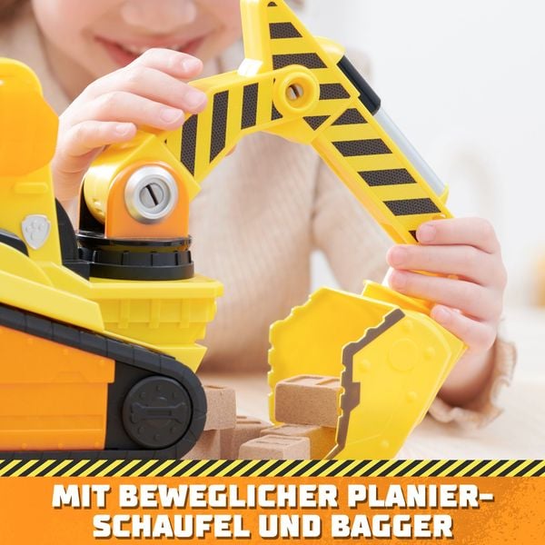 Rubble & Crew - Großes Planierraupen-Baufahrzeug mit Licht- und Geräuscheffekten (Deluxe Fahrzeug) und Rubble-Figur