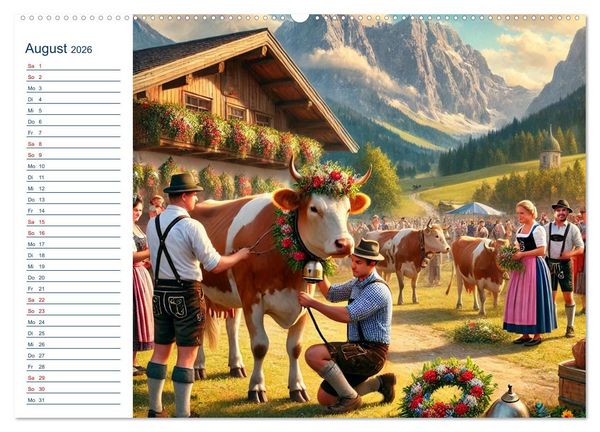 Produktbild: Boarisch durchs Jahr - Feste Br&auml;uche und Lebenslust (hochwertiger Premium Wandkalender 2026 DIN A2 quer), Kunstdruck in Hochglanz
