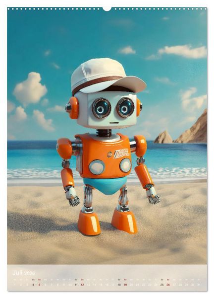 Produktbild: RoboLife - Niedliche Blechfreunde im Alltag (hochwertiger Premium Wandkalender 2026 DIN A2 hoch), Kunstdruck in Hochglanz
