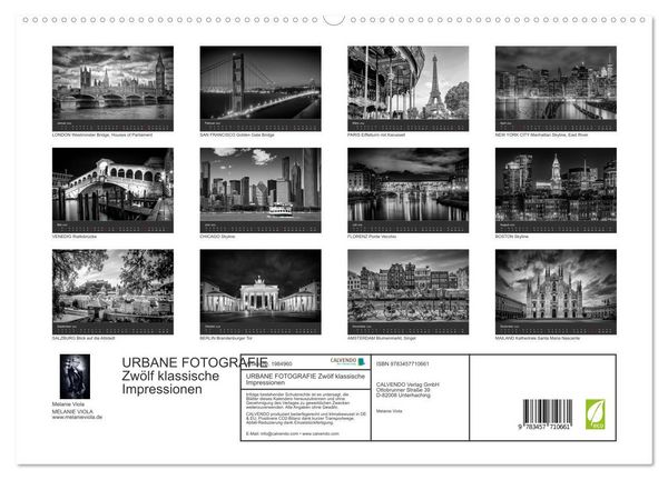 Produktbild: URBANE FOTOGRAFIE Zw&ouml;lf klassische Impressionen (hochwertiger Premium Wandkalender 2026 DIN A2 quer), Kunstdruck in Hochglanz