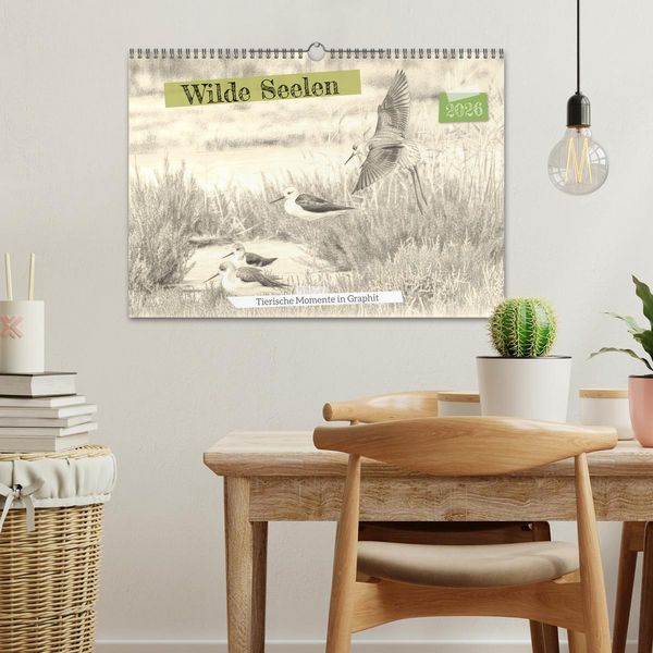 Produktbild: Wilde Seelen - Tierische Momente in Graphit (Wandkalender 2026 DIN A3 quer), CALVENDO Monatskalender