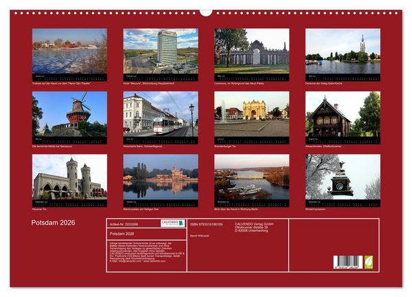 Produktbild: Potsdam 2026 (Wandkalender 2026 DIN A2 quer), CALVENDO Monatskalender