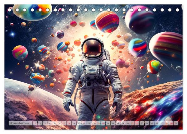 Produktbild: Astronaut - Unterwegs in der Galaxie (Tischkalender 2026 DIN A5 quer), CALVENDO Monatskalender