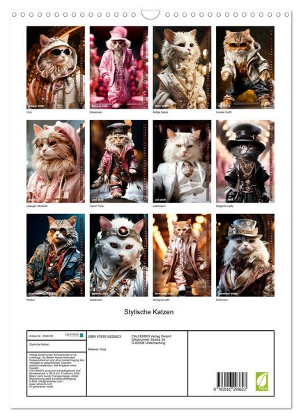 Produktbild: Stylische Katzen (Wandkalender 2026 DIN A3 hoch), CALVENDO Monatskalender