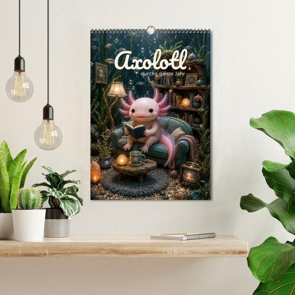 Produktbild: Axolotl durchs ganze Jahr (Wandkalender 2027 DIN A3 hoch), CALVENDO Monatskalender
