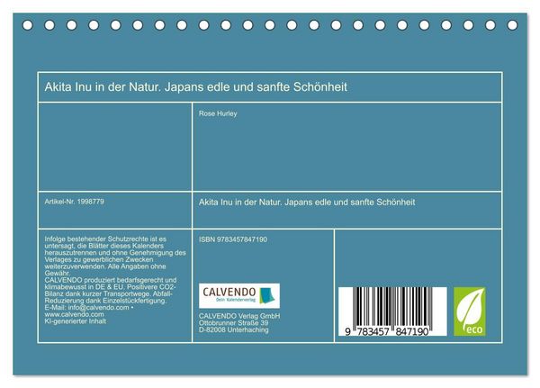 Produktbild: Akita Inu in der Natur. Japans edle und sanfte Sch&ouml;nheit (Tischkalender 2026 DIN A5 quer), CALVENDO Monatskalender