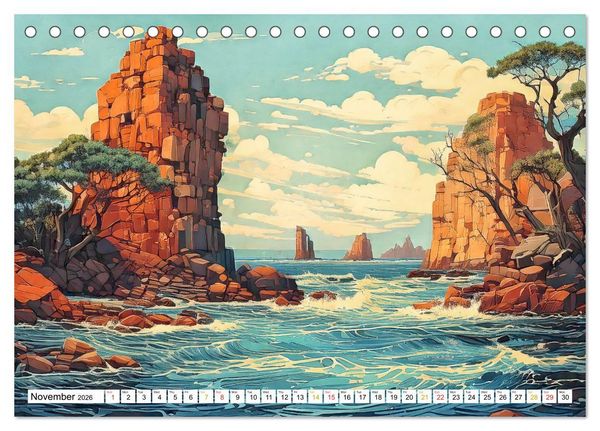 Produktbild: Peaceful Realms of Illustrated Landscapes (Desk Calendar 2026 DIN A5 landscape), CALVENDO 12 Month DeskCalendar
