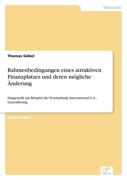 Produktbild: Rahmenbedingungen eines attraktiven Finanzplatzes und deren m&ouml;gliche &Auml;nderung