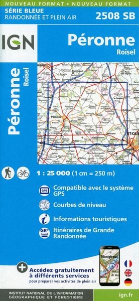 Péronne. Roisel 1:25 000, Karte von Collectif Ign, IGN Frankreich, 978-2-7585-4866-9
