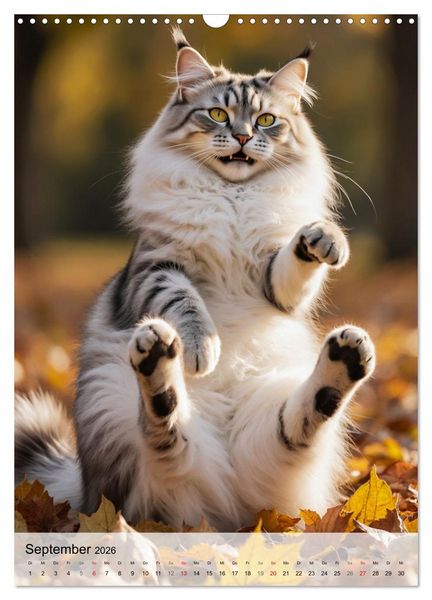 Produktbild: Maine Coon Kalender - Majest&auml;tische Katzen in der Natur (Wandkalender 2026 DIN A3 hoch), CALVENDO Monatskalender