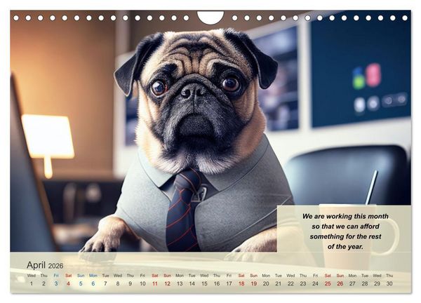 Produktbild: Great fun for pug lovers (Wall Calendar 2026 DIN A4 landscape), CALVENDO 12 Month Wall Calendar