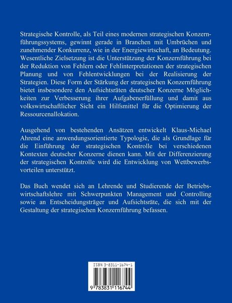 Produktbild: Eine Typologie der Strategischen Kontrolle im Deutschen Konzern am Beispiel eines Energieversorgers