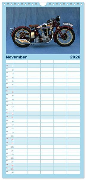 Produktbild: Familienplaner 2026 - Deutsche Motorrad Oldtimer mit 5 Spalten (Wandkalender, 21 x 45 cm) CALVENDO