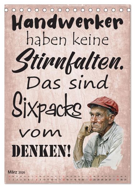 Produktbild: Handwerker Spr&uuml;che (Tischkalender 2026 DIN A5 hoch), CALVENDO Monatskalender