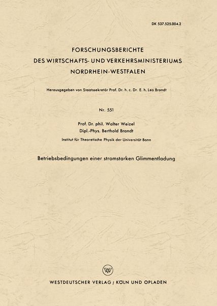 Produktbild: Betriebsbedingungen einer stromstarken Glimmentladung