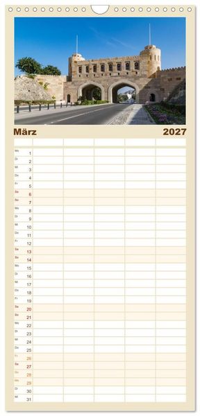 Produktbild: Familienplaner 2027 - Faszinierender Oman mit 5 Spalten (Wandkalender, 21 x 45 cm) CALVENDO