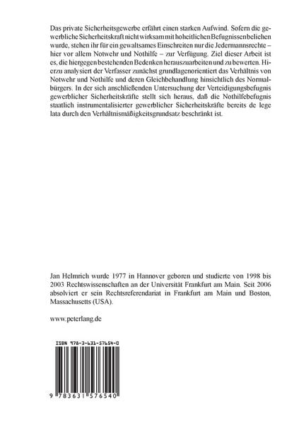 Produktbild: Die Berufung gewerblicher Sicherheitskr&auml;fte auf Notwehr und Nothilfe
