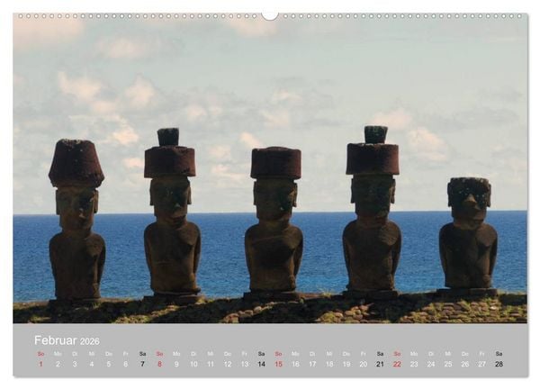 Produktbild: MOAI - steinerne W&auml;chter der Osterinsel (hochwertiger Premium Wandkalender 2026 DIN A2 quer), Kunstdruck in Hochglanz