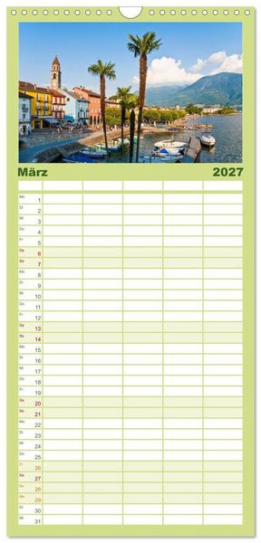 Produktbild: Familienplaner 2027 - TESSIN Werner Dieterich mit 5 Spalten (Wandkalender, 21 x 45 cm) CALVENDO