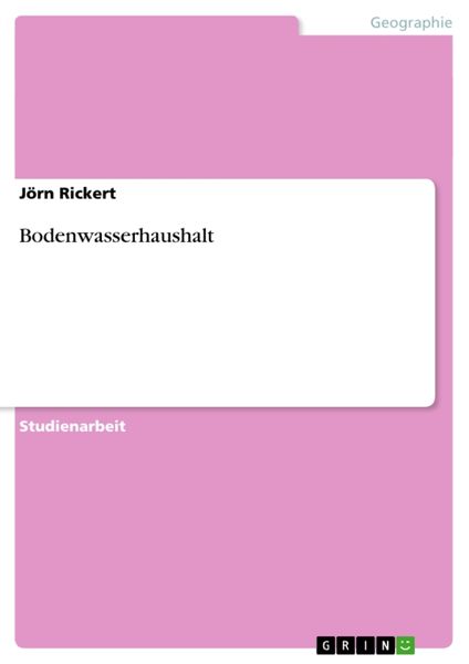 Produktbild: Bodenwasserhaushalt