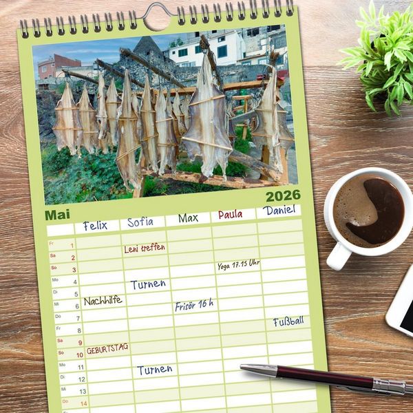 Produktbild: Familienplaner 2026 - Madeira, Insel im ewigen Fr&uuml;hling mit 5 Spalten (Wandkalender, 21 x 45 cm) CALVENDO