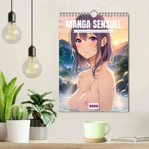 Produktbild: MANGA SENSUEL - Beaut&eacute;s japonaises d&eacute;nud&eacute;es et s&eacute;duisantes (Calendrier mural 2026 DIN A4 horizontal), CALVENDO calendrier mensuel