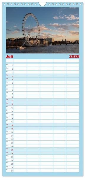 Produktbild: Familienplaner 2026 - London - Die faszinierende Hauptstadt Englands. mit 5 Spalten (Wandkalender, 21 x 45 cm) CALVENDO
