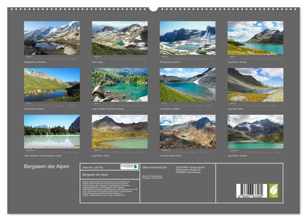 Produktbild: Bergseen der Alpen (Wandkalender 2026 DIN A2 quer), CALVENDO Monatskalender