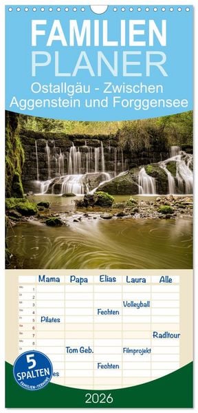 Produktbild: Familienplaner 2026 - Ostallg&auml;u - Zwischen Aggenstein und Forggensee mit 5 Spalten (Wandkalender, 21 x 45 cm) CALVENDO