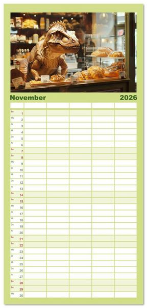 Produktbild: Familienplaner 2026 - Wie w&auml;re es mit einem Dinosaurier als Haustier? mit 5 Spalten (Wandkalender, 21 x 45 cm) CALVENDO