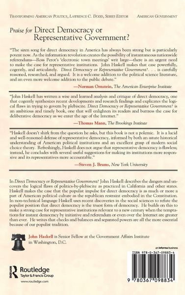 Produktbild: Direct Democracy Or Representative Government? Dispelling The Populist Myth