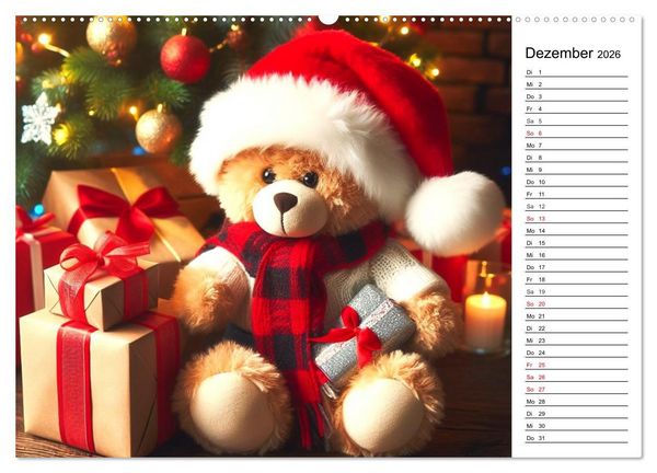 Produktbild: Teddys - Die Jahresreise der KI-Teddyb&auml;ren (hochwertiger Premium Wandkalender 2026 DIN A2 quer), Kunstdruck in Hochglanz