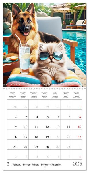 Produktbild: Des amis inhabituels (Calendrier mural carr&eacute; 2026 30x30 cm) Calendrier double avec une page pour vos prises de notes