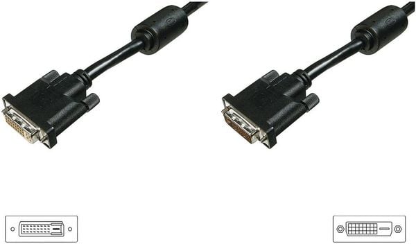 Digitus DVI Verlängerungskabel DVI-D 24+1pol. Stecker, DVI-D 24+1pol. Buchse 4.50 m Schwarz AK-320200-050-S schraubbar D