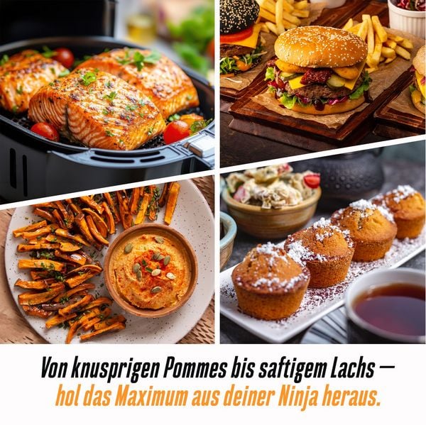 Produktbild: Ninja Hei&szlig;luftfritteuse Rezeptbuch Dual Zone - &uuml;ber 100 Airfryer getestet: Erprobte Rezepte mit exakten Garzeiten f&uuml;r beide Gark&ouml;rbe