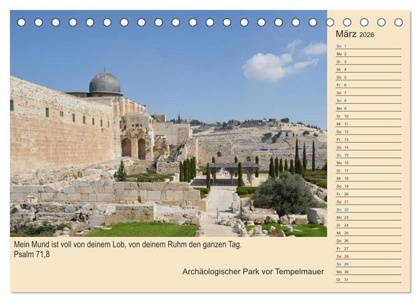 Produktbild: Jerusalem mit Bibelversen / Geburtstagsplaner (Tischkalender 2026 DIN A5 quer), CALVENDO Monatskalender