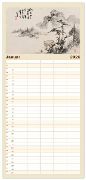 Produktbild: Familienplaner 2026 - Yoshitsugu Haizan mit 5 Spalten (Wandkalender, 21 x 45 cm) CALVENDO