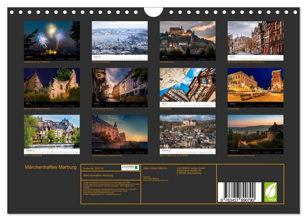 Produktbild: M&auml;rchenhaftes Marburg (Wandkalender 2026 DIN A4 quer), CALVENDO Monatskalender