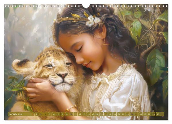 Produktbild: Eine kindliche Tierliebe - Herzensbilder (Wandkalender 2026 DIN A3 quer), CALVENDO Monatskalender