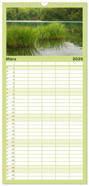 Produktbild: Familienplaner 2026 - Naturwunder Plitvicer Seen mit 5 Spalten (Wandkalender, 21 x 45 cm) CALVENDO