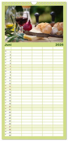 Produktbild: Familienplaner 2026 - Nat&uuml;rlich Vegan - frische gesunde K&ouml;stlichkeiten mit 5 Spalten (Wandkalender, 21 x 45 cm) CALVENDO