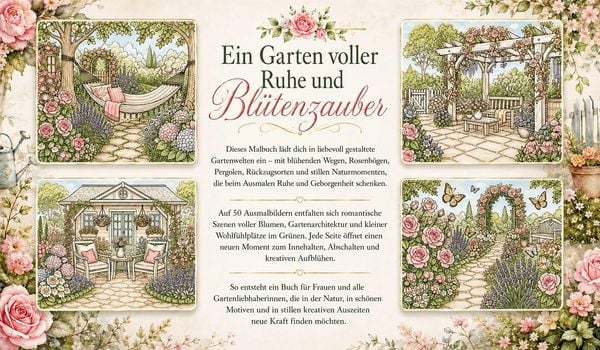 Produktbild: Garten Malbuch f&uuml;r Erwachsene &ndash; 50 Ausmalbilder zur Entspannung