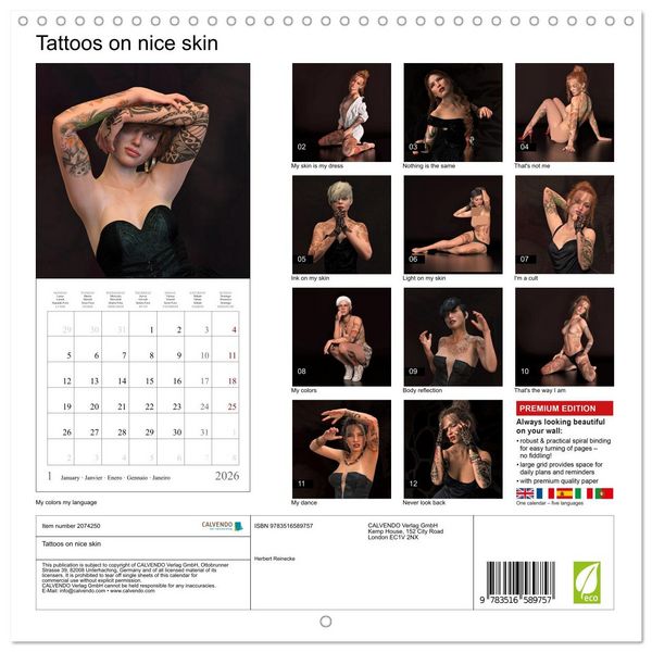 Produktbild: Tattoos on nice skin (Wall Calendar 2026 12 &times; 12 Inch) CALVENDO 12 Month Wall Calendar