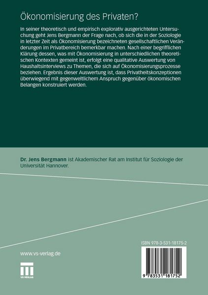 Produktbild: &Ouml;konomisierung des Privaten?