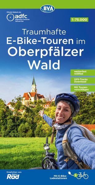 ADFC-Regionalkarte Traumhafte E-Bike-Touren im Oberpfälzer Wald, 1:75.000, mit Tagestourenvorschlägen, reiß- und wetterfest, GPS-Tracks-Download,