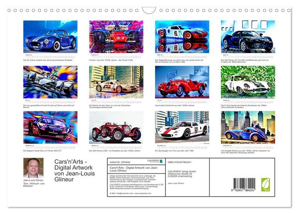 Produktbild: Cars'n'Arts - Digital Artwork von Jean-Louis Glineur (Wandkalender 2026 DIN A3 quer), CALVENDO Monatskalender