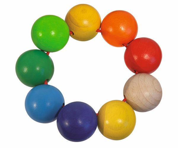 Produktbild: Eichhorn 100017042 - 9 Bunte Kugeln, Greifling, Ring, Buchenholz,