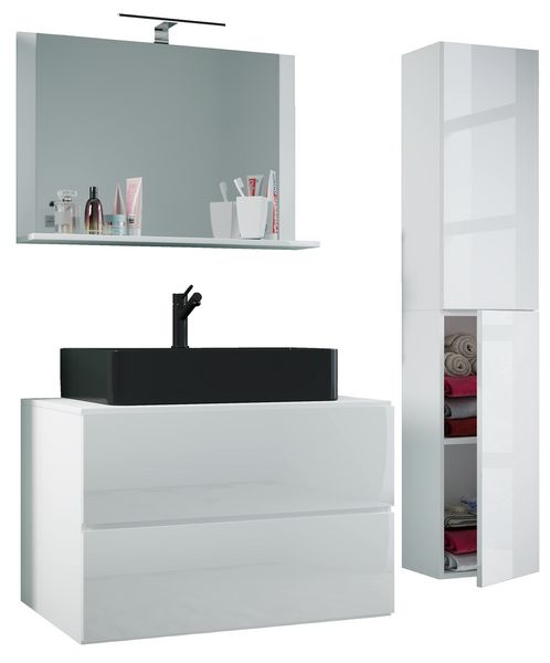 4-tlg Waschtisch Badmöbel Lendas 80 cm L Schublade